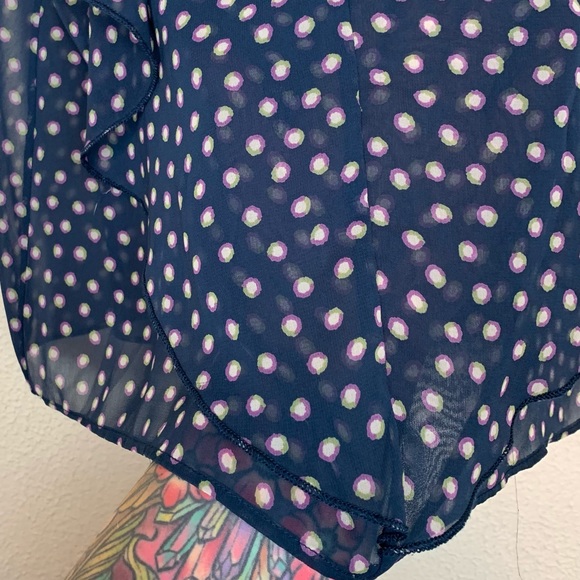 Soprano Ruffled Flowy PolkaDot Semi Sheer Blouse M - Picture 5 of 7